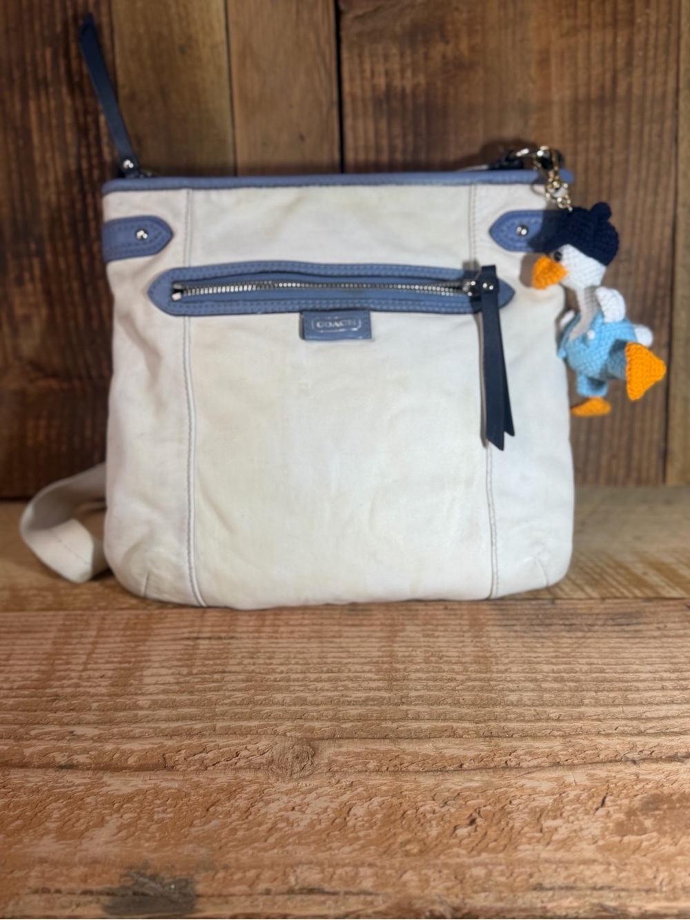 Coach Daisy Spectator Blue & White Leather ShoulderBag/Crossbody 💙🤍✨👜
